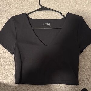 Aerie Black V-Neck Crop Top
